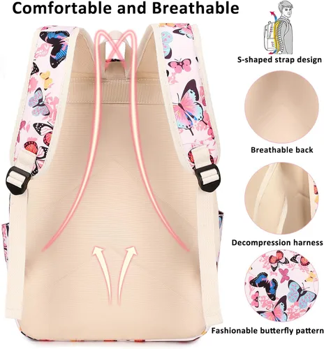 Miniatura 6 de Joyfulife Mochilas para niñas, mochilas para niños, mochilas para adolescentes, mochila para estudiantes escolares con lonchera, bolsas para lápices