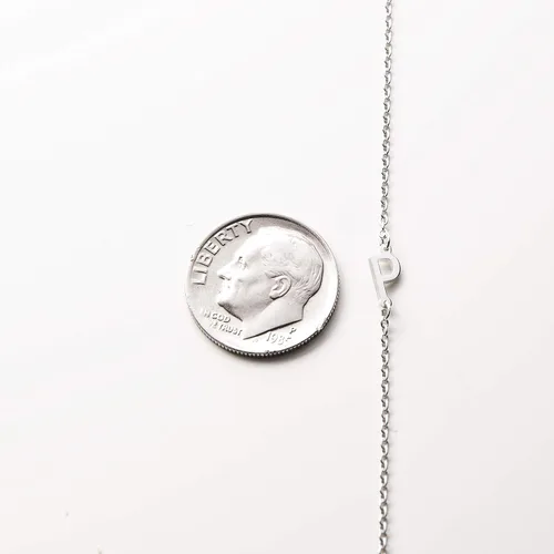 Miniatura 6 de Collar con inicial pequeña en el costado de plata fina