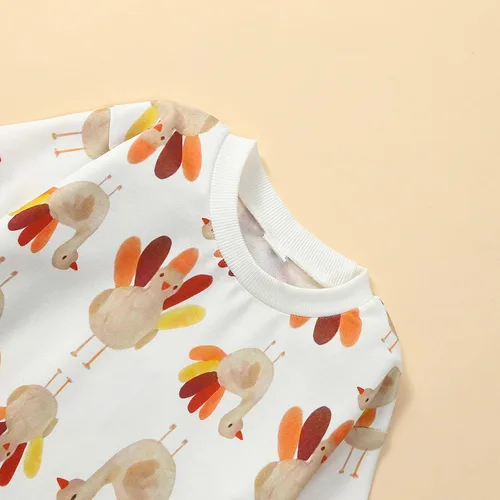 Miniatura 3 de FYBITBO Traje de Acción de Gracias para bebé, niña y niño, sudadera de pavo sin botones, mameluco de manga larga, linda ropa de otoño