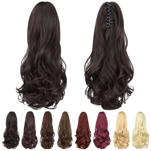 Miniatura 16 de Extensión de cola de caballo, extensiones de cabello con clip de garra de 24 pulgadas, extensiones de cabello largo y lacio, extensión de cabello