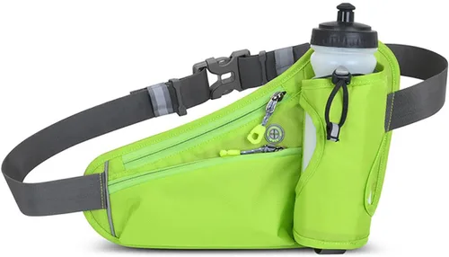 Riñonera impermeable para correr, ciclismo, con soporte para botella de agua, viajes, caminar, escalar, senderismo, deportes al aire libre, con Verde