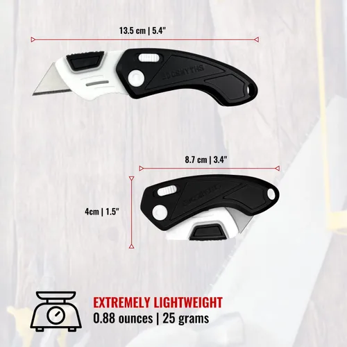 Miniatura 2 de Cuchillo de bolsillo plegable, cuerpo de plástico ABS resistente a la intemperie y al óxido, diseño ergonómico, agarre fuerte, llavero