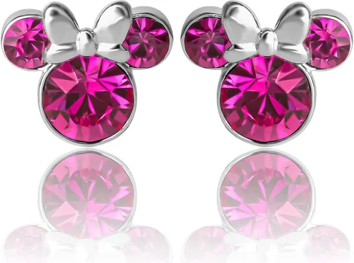 Miniatura 3 de Disney - Aretes tipo dormilona con diseño de Minnie Mouse para mujer, joyería de Disney de piedras natales