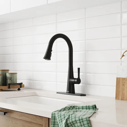 Miniatura 4 de American Standard 7441300.243 Southport Grifo de cocina desplegable con pulverizador, 1.8 GPM, grifos de cocina con pulverizador extraíble, negro