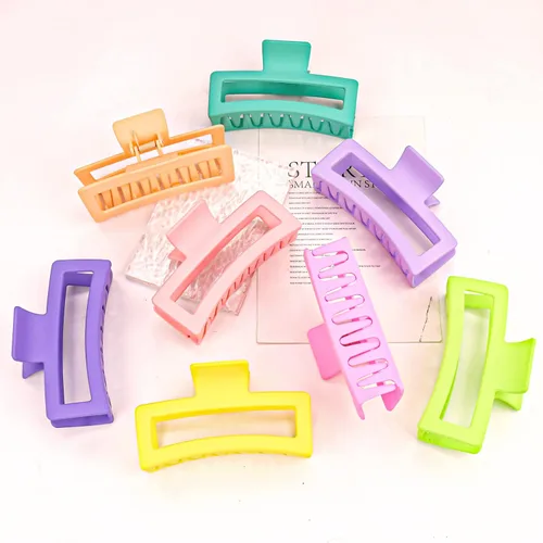 Miniatura 7 de 8 pinzas para el cabello cuadradas extra grandes de 5 pulgadas, pinzas rectangulares mate para mujeres y niñas, pinzas de sujeción fuerte XL jumbo
