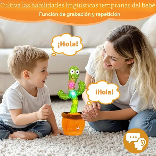 Miniatura 2 de Juguete de cactus que habla bailando, juguete de cactus que imita el canto del bebé, repite lo que dices, juguetes musicales interactivos para niños
