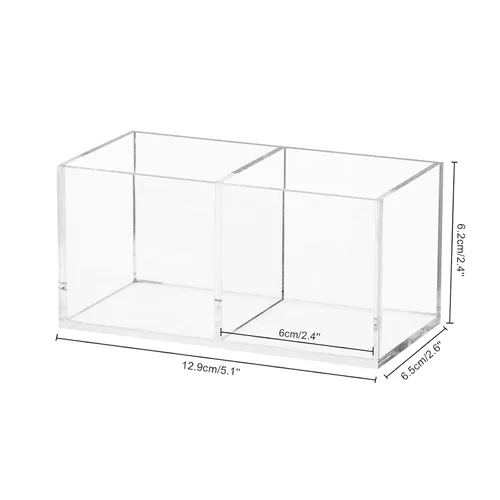 Miniatura 2 de Organizador y almacenamiento de maquillaje acrílico, organizador de brochas de maquillaje, 2 secciones de cubo, organizador transparente
