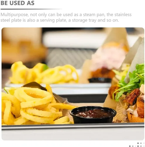 Miniatura 5 de Kichvoe Plato rectangular de fideos de arroz de acero inoxidable para cocina, restaurante y uso al aire libre, fácil de limpiar y apto