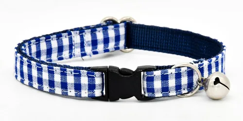 Miniatura 8 de Collar de Gato Azul con Diseño de Búfalo a Cuadros, Conjunto de Lazo para Boda/Cumpleaños, Collar Separable para Gatito
