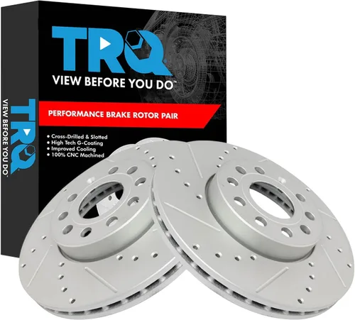 Miniatura 356 de TRQ Juego de rotores de freno de rendimiento trasero con revestimiento G premium compatible con Mazda 6 2014-2021