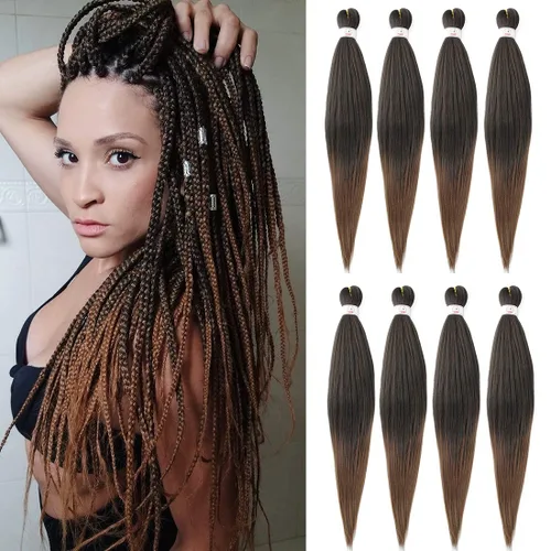 Miniatura 44 de Beyond Beauty - Trenzas preestiradas de cabello profesional sin picazón, ajuste de agua caliente, fibra sintética, textura Yaki, extensiones