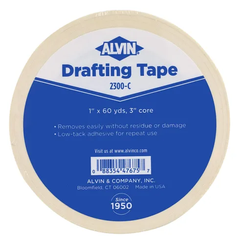 ALVIN Cinta de dibujo de 1 pulgada x 60 yardas modelo 2300-C cinta de dibujo, cinta adhesiva suave para dibujo, arquitectura, pintura, acuarelas y