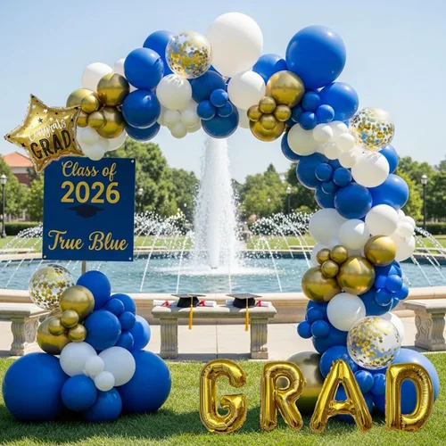 Miniatura 12 de Kit de arco de globos negros y dorados, 114 piezas de oro negro con confeti y globos largos para decoraciones de graduación 2026, cumpleaños