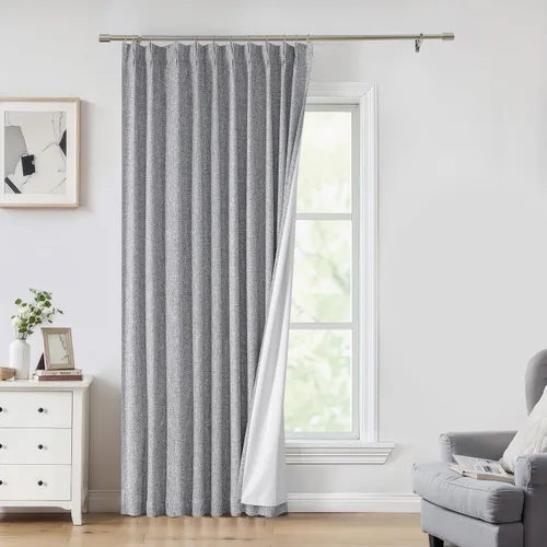 Miniatura 12 de Central Park Paneles de cortinas plisadas opacas con textura de lino, con aislamiento térmico y pestaña trasera, para sala de estar o dormitorio
