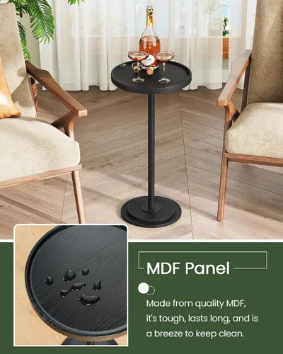 Miniatura 6 de CHOEZON Mesa auxiliar redonda pequeña, mesa de bebidas para espacios pequeños, mesa auxiliar de pedestal Martini, base gruesa, para sala de estar