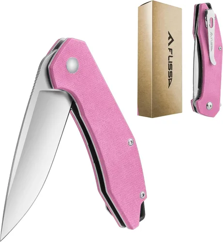 Miniatura 9 de FLISSA Cuchillo de bolsillo, cuchillo táctico plegable con mango G10, hoja D2, seguro de revestimiento, clip de bolsillo, cuchillo EDC para Negro