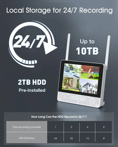 Miniatura 6 de ANRAN Sistema de cámara de seguridad inalámbrica, monitor 4K de 10.5" con cámara PTZ WiFi-6 de 4x5MP, seguimiento automático, audio de 2 vías