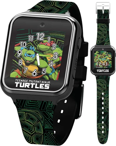 Teenage Mutant Ninja Turtles - Reloj inteligente para niños con cámara selfie, grabadora de video, juegos, cronómetro, alarma, calculadora y