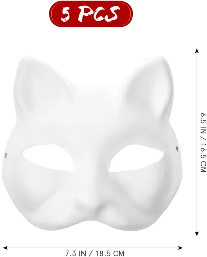 Miniatura 8 de SUPVOX Juego de 5 máscaras en blanco para pintura facial, máscaras de papel ecológicas para fiestas de niños, Halloween y cosplay