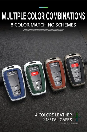 Miniatura 6 de ontto Funda para llave de coche con llavero de cuero y metal compatible con Toyota Camry CH-R CHR Prius RAV4 86 Corolla Yaris Land Cruiser llavero