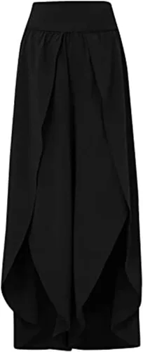 Miniatura 3 de Pantalones de pierna ancha con abertura para mujer, estilo casual, hippie, bohemio, pilates, playa, estilo bohemio, holgados, pantalones de yoga