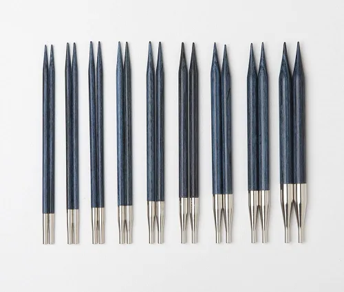 Miniatura 2 de Knit Picks Opciones Juego de agujas de tejer intercambiables de madera con estuche y marcadores de puntada (azul y dorado)