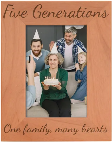 Miniatura 22 de Gifts For All By Rachel Olevia Five Generations One Family Many Hearts - Marco de fotos de madera natural grabado de 4 x 6 pulgadas, diseño