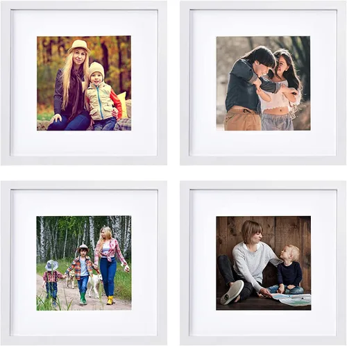 Miniatura 8 de Pojah - Juego de marcos de fotos cuadrados con estera para exhibir fotos de 5x5 o 8x8, vidrio de PVC, para decoración de pared en el hogar u oficina
