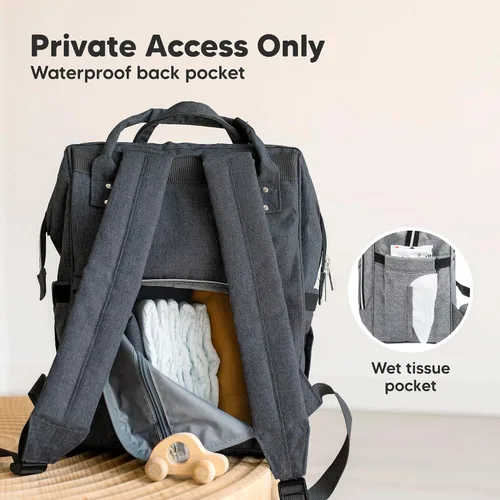 Miniatura 5 de KeaBabies - Mochila pañalera grande impermeable para viajes gris (Mystic Gray)