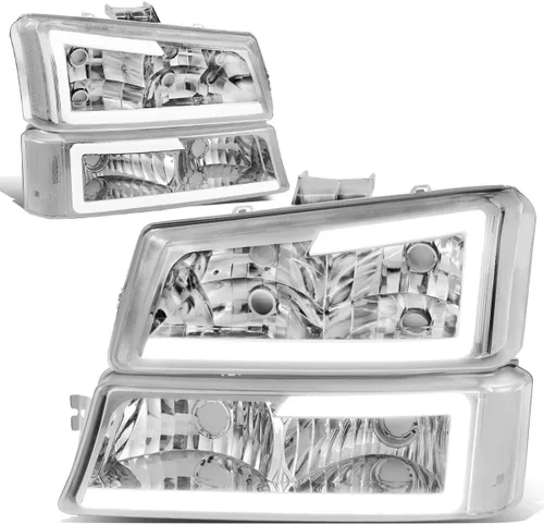 Miniatura 9 de Juego de faros delanteros y defensa DNA MOTORING HL-LB-CSIL03-SM-CL1 con lentes ahumados 3D LED DRL compatible con 03-06 Silverado 1500-3500