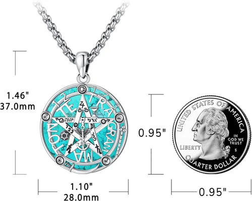 Miniatura 119 de Joyas de turquesa para mujeres y hombres de plata de ley 925 con colgante de urna para cenizas, collar con medallón de imagen, martillo de Thor
