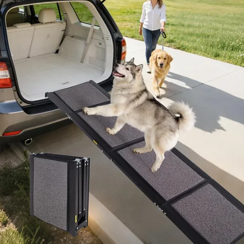 IUNNDS Dog Ramp for Car Extra Long 71"x19.7" Portable Dog Ramps for Large Dogs with Non-Slip Rug Surface for SUV Car & Truck, Outdoor Folding Pet