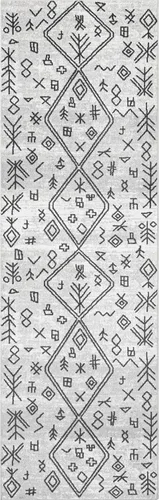 Miniatura 5 de nuLOOM Paige - Alfombra de pasillo con motivo marroquí lavable a máquina, 2 pies 8 pulgadas x 8 pies, color gris