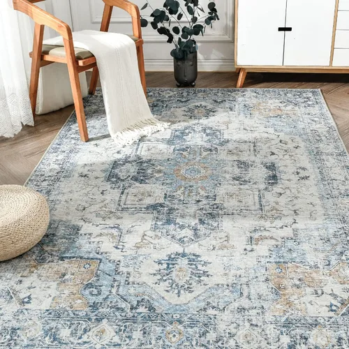 Miniatura 54 de jinchan Alfombra de Área 2x3 pies Alfombra Vintage de Entrada Lavable Bohemia Tapete Interior para Puerta Medallón Floral Tapete Pequeño para Puerta