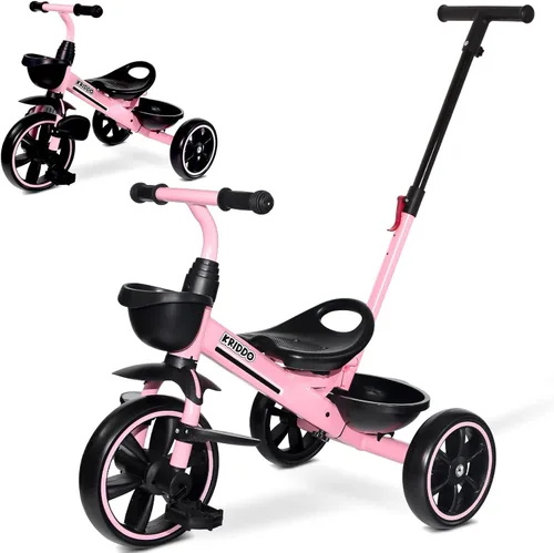 Miniatura 9 de KRIDDO Triciclo 2 en 1 para niños de 18 meses a 5 años de edad, mango de empuje extendido para empujar sin esfuerzo, triciclo de regalo para niños