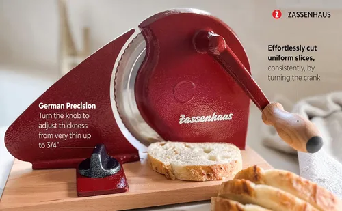 Miniatura 2 de Zassenhaus Rebanadora de pan ajustable clásica original para rebanadas uniformes, rebanadora de pan para pan casero, cortador de masa madre con hoja
