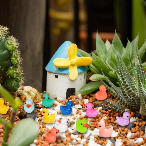 Miniatura 7 de DULEFUN 200 Piezas Patos Pequeños 10 Colores Figuras de Patitos Mini Patos de Resina Patos Pequeños de Plástico en Miniatura a Granel