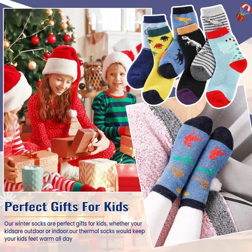Miniatura 11 de Eocom 6 pares de calcetines de invierno cálidos de lana para niños y niñas