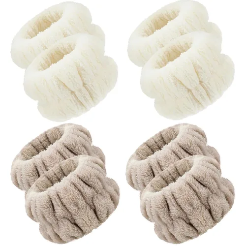 Miniatura 11 de Chuangdi 4 pares de muñequeras para el lavado de la cara, muñequeras spa de microfibra, muñequeras absorbentes para mujeres, muñequeras para evitar