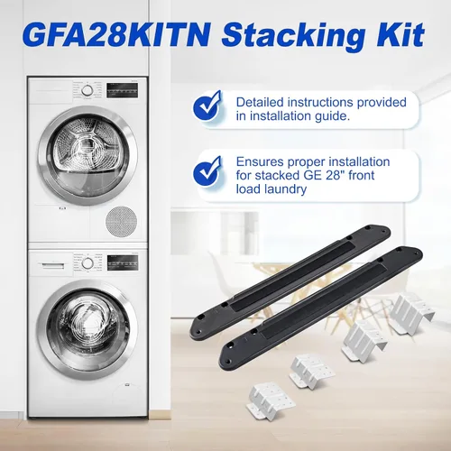 Miniatura 7 de [Patentado] Kit de apilamiento GFA28KITN para GE Kit de soporte de pila de lavadora y secadora de 28 pulgadas de ancho, compatible con lavadoras