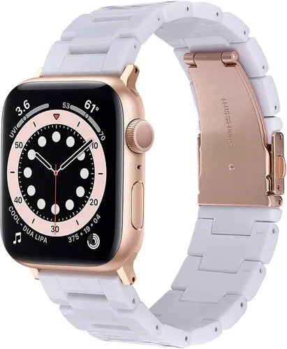 Miniatura 18 de V.R.HOPE Correa de Resina para Reloj Compatible con Apple Watch para Mujeres 38mm 40mm 41mm 42mm Oro Rosa Ligero Pulsera de Pulsera para iWatch Beige