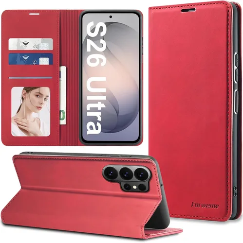 Miniatura 53 de Funda de piel con tapa para Samsung Galaxy Z Flip 3, con protección de bisagra, delgada y magnética tipo cartera [1 tarjetero], funda protectora a