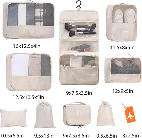 Miniatura 4 de Cubos de equipaje para maletas de viaje, juego de 9 cubos de viaje ligeros para equipaje de viaje
