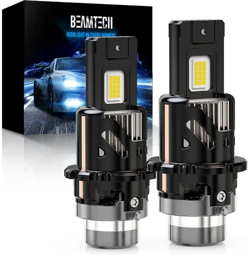 Miniatura 9 de BEAMTECH Bombilla D1S/D1R, 28000 lúmenes, 80 W, 6500 K, color blanco, Plug and Play, con ventilador de refrigeración, bombilla antiniebla ATV/UTV