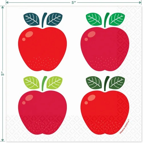 Miniatura 3 de HOME & HOOPLA Apple Party Supplies – Platos y servilletas de papel cuadrado de manzana roja (sirve 16) – Vajilla temática de manzana, otoño