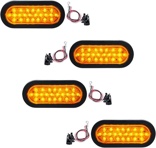 Miniatura 10 de Astra Depot, 1 par de faros traseros de LED ovalados rojos, 6 pulgadas, 10 diodos, con ojal y conector para camión o remolque, selladas, 4piezas