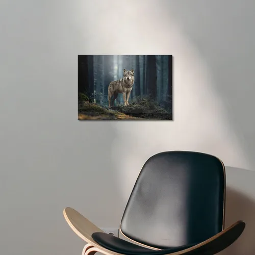 Miniatura 4 de Sea Whisper - Lienzo de arte de pared de vida silvestre, lobo en la hierba con ojos firmes, naturaleza, bosque, escena de parque, pintura artística