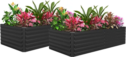 Miniatura 22 de Cama de jardín elevada con enrejado de arco para plantas trepadoras, cama de jardín elevada galvanizada, jardineras al aire libre para verduras