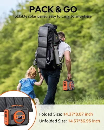 Miniatura 5 de Generador de Energía Solar de 300W Nominal, Estación de Energía Generador Solar Portátil con Paneles Solares de 40W Incluidos, Banco de Energía