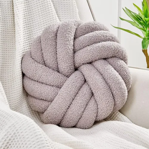 Miniatura 20 de Uvvyui Almohadas de Nudo, Almohadas Decorativas de 14 Pulgadas, Almohadas Redondas, Cojín Suave Hecho a Mano, Almohada de Bola Anudada, Cojín